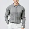 Otoño e Invierno Hombres Texturizado Casual Versátil Tejidos Parte Superior Masculina Cremallera Parcial Solapa Manga Larga Suéter Sencillo Hombres