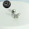 Piercing Labial Stud de Titânio F136 com Design de Flor Relâmpago e Cravação de Zircônia, Joia para Body Piercing com Corpo de Titânio de Grau Cirúrgico, Produto em Estoque do Fabricante