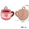 Série Dia dos Namorados Gotejamento de Óleo Coração Vermelho e Rosa Acessórios para Joias DIY Brincos Pulseiras Pingentes Liga Metálica Materiais Decorativos