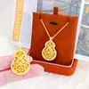 Joyería de oro laminado, diseño antiguo tallado hueco, calabaza de loto de buena suerte, colgante de caja Gau, mismo estilo que en las joyerías, collar de calabaza de imitación de oro