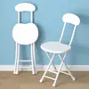 Silla Plegable Taburete Pequeño Uso en Casa Taburete Plegable Resistente Taburete Alto Taburete Sencillo con Respaldo Taburete Redondo Portátil
