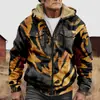 Chaqueta de Algodón Gruesa con Forro Polar, Estilo Étnico, Doble Bolsillo, Doble Capa Interior, Cremallera y Bolsillos de Parche, Patrón Transfronterizo 2025, para Abrigo