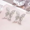 Brincos de Borboleta Vazada Zircônia Super Brilhantes para Mulheres, Design de Nicho, Brincos Únicos, Moda de Alto Padrão, Brincos Exquisitos Estilo Coreano