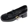 Zapatos de Mujer Mary Jane de Punta Cuadrada 2026 Nuevos Zapatos de Cuero Retro Francés Zapatos JK Zapatos de Salón Tacones Altos de Moda