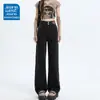 Calça Jeans Wide Leg Forrada com Fleece para Mulheres 2025 Outono e Inverno Tendência Versátil Nova Solta Emagrecimento Reta Estreita