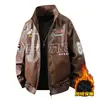 Nueva Chaqueta Forrada de Polar Otoño e Invierno para Hombre, Chaqueta de Cuero, Estilo Popular Sin Lavado, Chaqueta de Motociclista, Chaqueta de Carreras, Abrigo de Cuero PU para Hombre, Comercio Exterior Transfronterizo