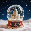 Castillo Europeo Personalizado Edificio Bola de Cristal de Resina Casa de Navidad Iluminación de Micropaisaje Nieve Caja de Música Adornos