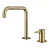 Acero inoxidable 304 lavabo de doble orificio grifo de agua fría y caliente trefilado oro negro gris pistola lavabo de mueble de baño