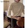 Suéter de punto base de cuello medio alto color verde menta para mujer, suéter de punto para otoño e invierno, top ajustado, primavera
