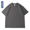 Camiseta de Algodón Pesado de 260 g de Manga Corta para Hombre, Hombro Caído Holgada, Marca de Moda, Color Sólido, Verano, Ropa para Grupo, Logo Impreso Personalizado