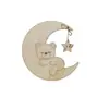 Adornos de Luna de Madera Resurrección Colgante de Osito de Peluche de Luna de Madera Estrella de Cinco Puntas Colgante de Pared Atrapasueños Colgante de Viruta de Madera