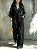 Conjunto de Ropa para Mujer 2026: Conjunto de dos piezas en estilo vintage navideño: top de manga larga, cuello en V, de un solo botón y corte holgado, y pantalones de tiro alto