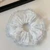 Scrunchie de Renda com Bolinhas Vermelhas e Azuis para Meninas, Laço de Cabelo Doce, Corda de Cabelo Estilo Preguiçoso de Verão, Elástico