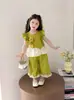 Conjunto de Dos Piezas de Chaleco de Verano con Mangas Volantes y Girasol para Niñas, Nuevo Estilo Coreano Tendencia 2026 para Bebés y Niños