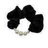 Anillo para el cabello de terciopelo con cuentas estilo coreano Marubeni para mujer, retro, estilo hija dorada, lazo para coleta baja, cuerda para el cabello elegante, tocado
