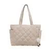 Bolsa acolchoada de algodão estilo Ins, bolsa tote de mão versão coreana para mulheres, grande capacidade, novo modelo de inverno 2026, bolsa de ombro única, bolsa grande matelassê