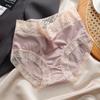 Producto Nuevo Simple Deseo Puro Pequeña Ropa Interior Sexy de Encaje de Satén para Mujer de Cintura Media Cómoda Entrepierna de Algodón Puro Calzones de Mujer