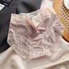 Bragas de Algodón Puro con Refuerzo, de Cintura Media para Mujer, Transpirables, Estilo Japonés, Sencillas y Ligeramente Sexys, con Ribete de Encaje Satinado