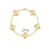 Pulsera de Calcedonia Morada Natural de Cinco Flores [Versión Alta Dorada V Chapado Grueso en Oro] Pulsera de Trébol de Cuatro Hojas de 18 Quilates para Mujer, Artesanía Exquisita