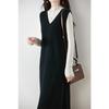 Vestido Chaleco de Lana 100% Pura para Mujer 2024 Otoño e Invierno Nuevo Cuello en V Sin Mangas Abertura Vestido Chaleco de Punto