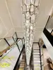 Lustre grande para poço de escada de hotel villa de luxo leve, lustre longo de ferro de designer de alto padrão para escada duplex