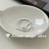 Joia Prata Estilo Ins Coreano Nicho Prata Esterlina S925 Meio Oco Laço Nó Torcido Aberto Anel Personalidade