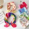 Pañuelo Cuadrado Pequeño de 55% Algodón y Lino Bufanda para Mujer de Primavera y Verano Estilo Coreano Pañuelo para la Cabeza Moda Cinturón Decorativo para el Cabello Pañuelo de Flores Bufanda