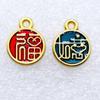 Accesorios dorados tontos aleación gota de aceite colgante palabra de la suerte candado ruyi tulipán rosa girasol colgante mariposa gota de agua