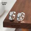 Plata esterlina s925 hebilla de oreja con letra H negra unisex ins elegante moderno aretes de diamante para hombre de alta calidad