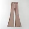 Pantalones Casuales Ajustados Elásticos de Color Sólido Estilo Europeo y Americano Verano 2022 Pantalones de Mujer Acampanados de Cintura Alta Puramente Sexys