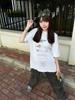 Camiseta de Manga Corta Impermeable Estilo Japonés con Estampado de Anime Top Moda Algodón Manga Corta Mujer Nueva Moda Europea y Americana