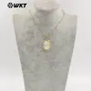 WT-JN271 Pingente Refletivo da Virgem Maria em Concha Branca com Zircônia Banhado a Ouro 18k Colar de Luxo Leve