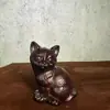 Adornos de Gato de Ébano Tallado Estilo Chino Nuevo Animales de Madera Maciza Gatitos Lindos Decoración de Escritorio Artesanías para Sala de Estar en Casa