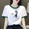 Camiseta de Manga Corta de Moda para Mujer, Estilo Veraniego Nuevo, Holgada Casual, Rejuvenecedora, Adelgazante, Descuento de Comercio Exterior Transfronterizo