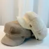 Nuevo Sombrero Octagonal de Piel de Visón para Mujer, Resistente al Frío Invernal y Cálido, Elegante Sombrero de Pintor, Adelgazante del Rostro, Boina Versátil y de Moda