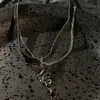 Collar de Doble Capa con Serpiente Plateada y Gota de Agua Diseño Nicho Dulce y Fresco Estilo Sexy Cadena para Clavícula Gargantilla Accesorios Collar de Verano para Mujer