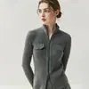 Cardigan de Cashmere Tricotado Europeu Feminino Outono e Inverno Novo Gola Alta Zíper Top Suéter Jaqueta Listrada Fashion
