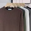 Tricô Ajustado Tendência Coreana Primavera e Outono Gola Redonda Quente Cor Doce Peça Básica Tricô Gola Alta Masculina