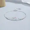 Pulsera de Flores para Mujer Verano Plata de Ley 925 Nueva Dulce Moda Flor Zirconia Pulsera Lujo Ligero ins Elegante Joyería para Mano
