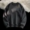 Moletom pesado com gola redonda para homens e mulheres, pulôver de caimento solto com estampa de letras, top versátil, jaqueta para primavera e outono, camiseta de manga comprida sem capuz
