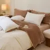 Veludo para bebê outono e inverno, veludo de leite espessado, conjunto de cama de quatro peças, conjunto de três peças de lençol e capa de edredom de pelúcia curta de luxo leve