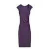 Vestido Bodycon Longo de Verão Novo Estilo Desejo Puro Gola Quadrada Manga Curta Cintura Franzida Costela Fenda Slimming Hot Girl