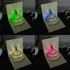 Cartão de aniversário musical com luz 3D estéreo bolo cartão de felicitações gravável presente feito à mão DIY cartão de bênção para funcionários