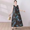 Vestido de Algodão e Seda Novo de Verão 2026, Vestido Regata da Moda, Vestido de Alça Comprimento Médio Acima do Joelho, Vestido Longo Solto Plus Size