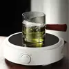 Taza de Filtro con Asa Lateral para Uso Doméstico, Taza de Filtro de Vidrio para Separación de Té y Agua, Asa de Madera, Divisor de Té de Alta Resistencia al Calor, Filtro de Té Integrado