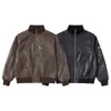 Chaqueta de cuero PU estilo americano MAGMANS para hombre, chaqueta de cuello alto de corte limpio, top casual elegante para hombre JK9517