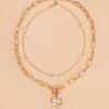 Collar con colgante redondo sencillo de moda, oferta transfronteriza de Amazon, regalo de San Valentín, cadena multicapa para mujer