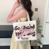 Bolsa de Lona Cartoon Fofa Coreana para Mulheres com Bom Acabamento Bolsa de Ombro com Zíper para Estudantes Indo para a Aula Bolsa de Grande Capacidade Bolsa Tote