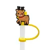 Protector de pajita de silicona de dibujos animados compatible con botellas de agua Stanley, tapa de pajita a prueba de polvo y manchas, decoración de regalo de Navidad