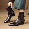 Botas Elegantes Cortas de Moda Minimalistas Elásticas de 5.5CM, Nuevas para Otoño/Invierno, Puntera Cuadrada, Tacón Grueso, Aumentador Oculto de Altura